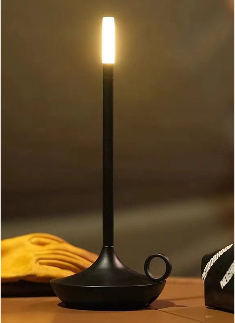 Sharpdo - Bedroom Atmosphere LED Retro Candle Table Lamp, Single Color Warm Light, Type-C Rechargeable - Image 1
