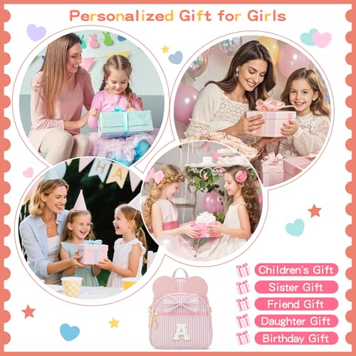 CLOUDWINGS Personalized Birthday Gift for Toddler Girls Small Initial Backpack Purse for Little Girl Cute Mini Purse for 310 Years Old KidsPink A - Image 3