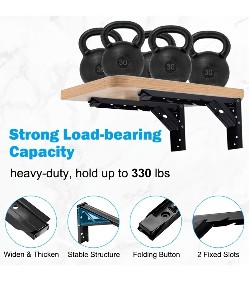 6 Heavy Duty Thickened Folding Brackets 16.1 Inch Wall Mount Shelf Support - Image 5