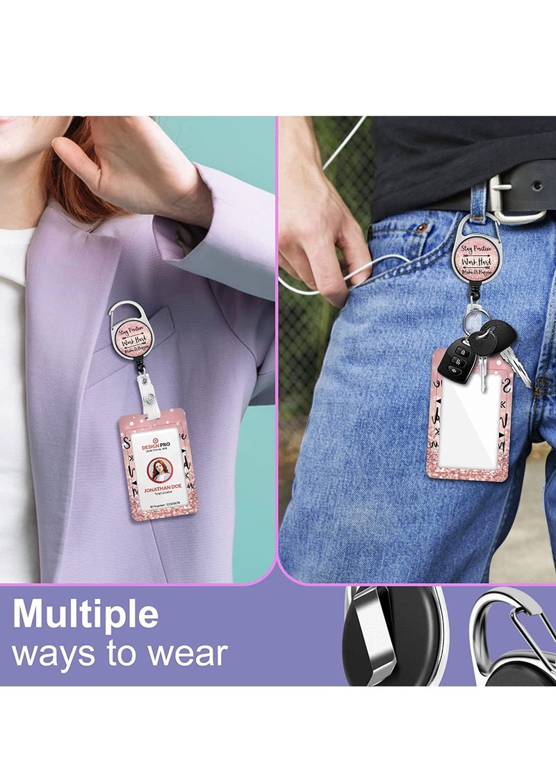 Excefore ID Badge Holder with Lanyard and Retractable Badge Reel Clip,  Id Card Holder Retractable Lanyard, Badge Reel Key Chain for Nurse Nursing Doctor Teacher Student Office Workers 2PCS - Image 3