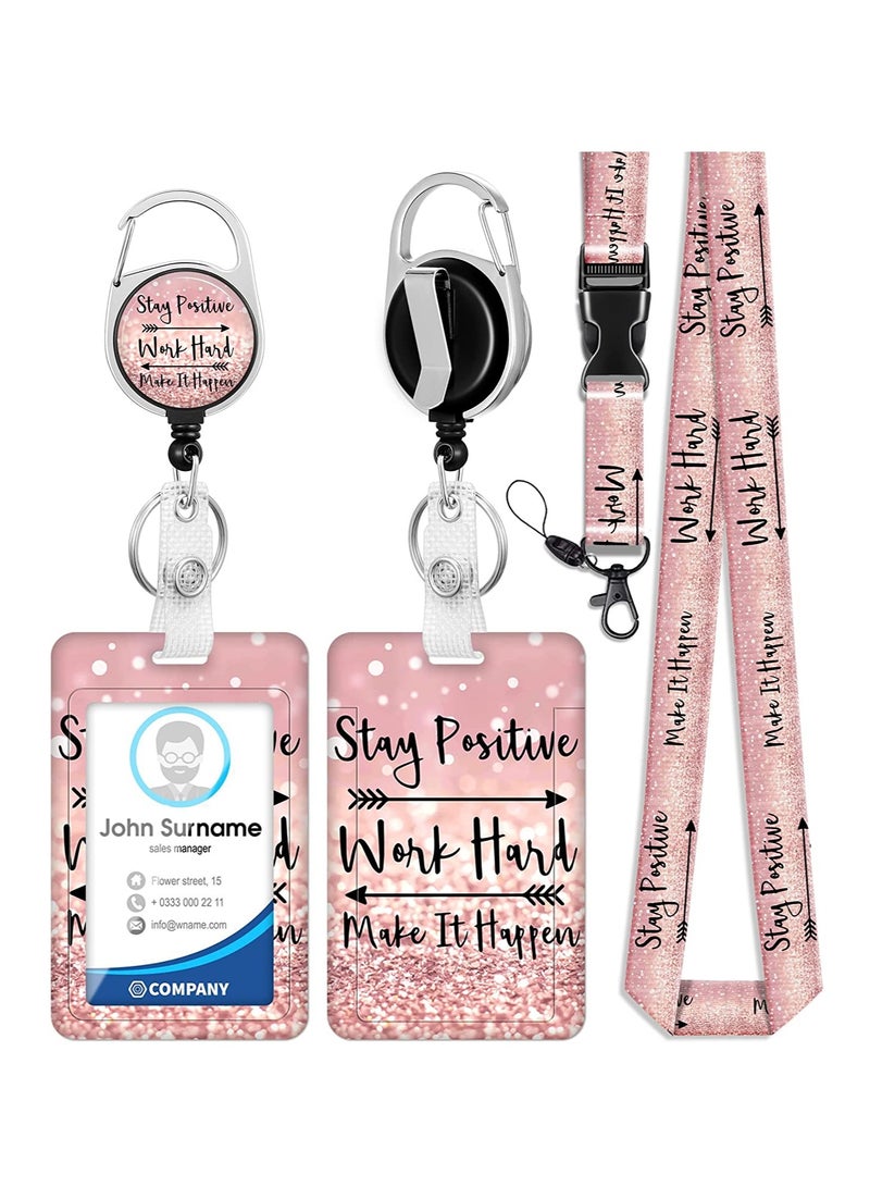 Excefore ID Badge Holder with Lanyard and Retractable Badge Reel Clip,  Id Card Holder Retractable Lanyard, Badge Reel Key Chain for Nurse Nursing Doctor Teacher Student Office Workers 2PCS - Image 1