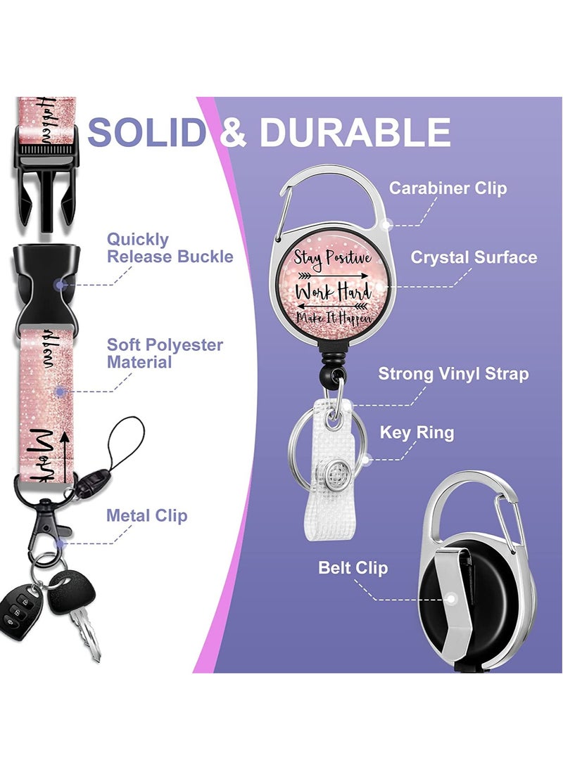 Excefore ID Badge Holder with Lanyard and Retractable Badge Reel Clip,  Id Card Holder Retractable Lanyard, Badge Reel Key Chain for Nurse Nursing Doctor Teacher Student Office Workers 2PCS - Image 5