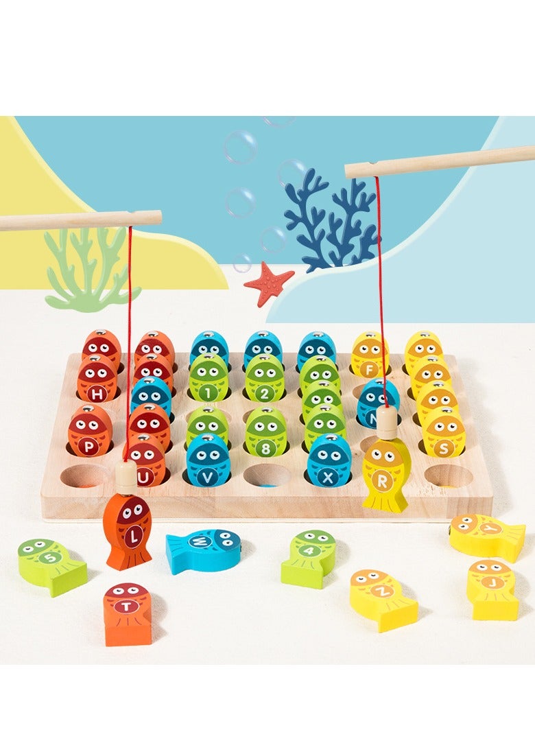 لعبة الصيد الخشبي المغناطيسي - فرز ABC والأرقام ، لعبة مهارات مونتيسوري المحركية الدقيقة ، لعبة الصيد التربوية المتعة ، هدية تعليمية تفاعلية للأطفال الصغار والأطفال في مرحلة ما قبل المدرسة - Image 1