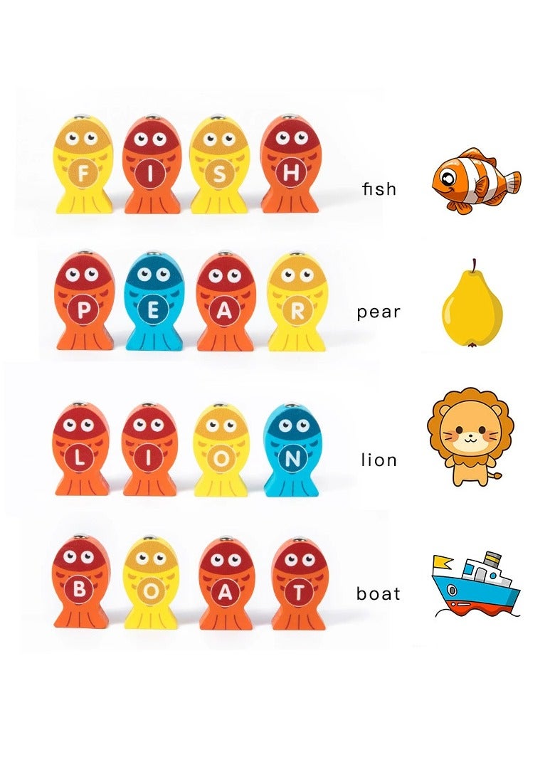 لعبة الصيد الخشبي المغناطيسي - فرز ABC والأرقام ، لعبة مهارات مونتيسوري المحركية الدقيقة ، لعبة الصيد التربوية المتعة ، هدية تعليمية تفاعلية للأطفال الصغار والأطفال في مرحلة ما قبل المدرسة - Image 4