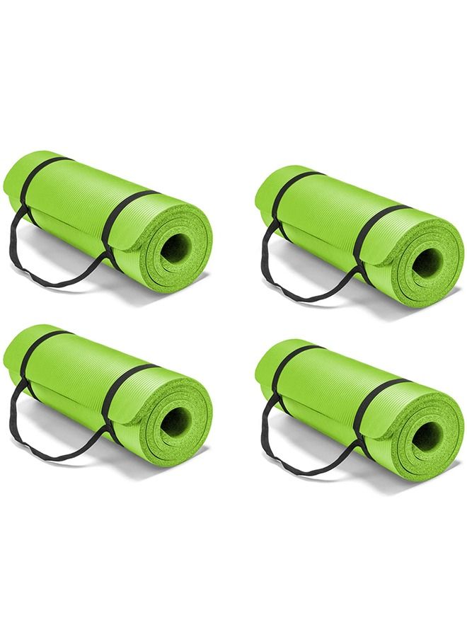 Taimi Pack of 4 Non-Slip yoga mat Anti-Tear Exercise Mat With Carrying Strap 183x61x1cm Green  - Image 1