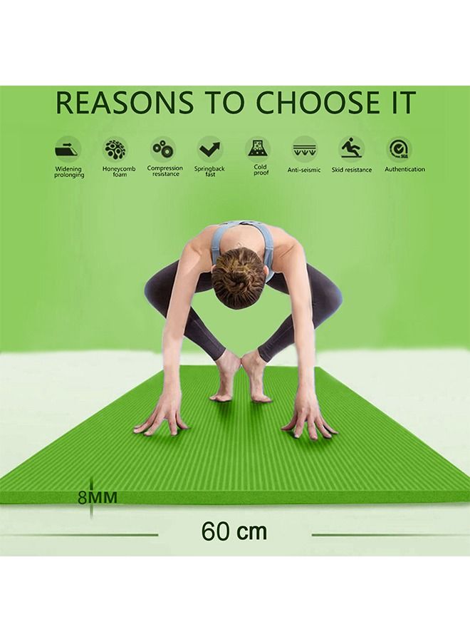 Taimi Pack of 4 Non-Slip yoga mat Anti-Tear Exercise Mat With Carrying Strap 183x61x1cm Green  - Image 4