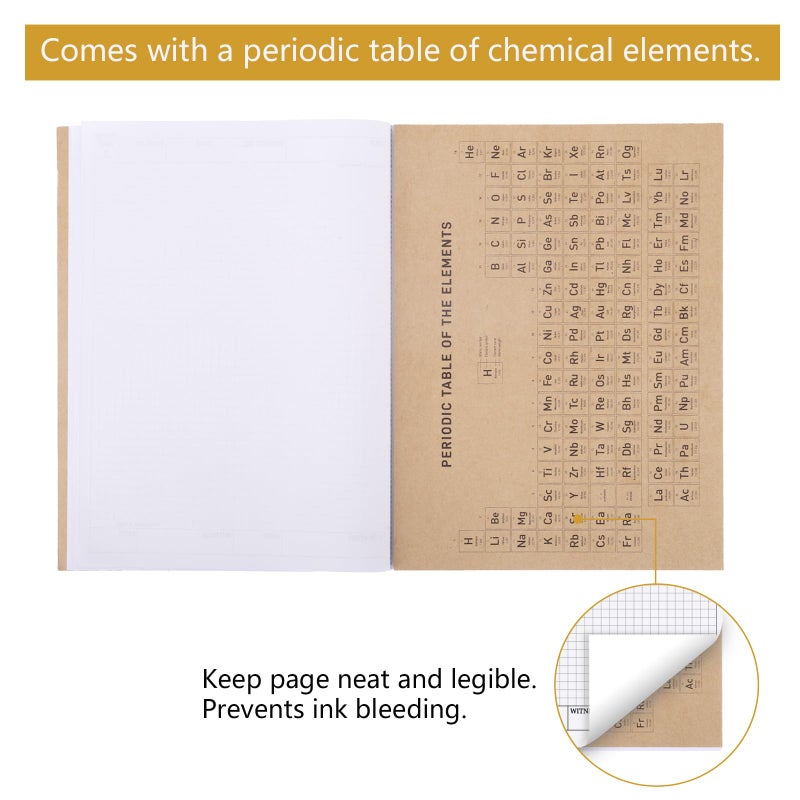 suituts 3 Pack Carbonless Chemistry Lab Notebook, 8.5X11 Inch Student Lab notebook with Duplicate/Numbered/Grid Pages, 25 Sets of Pages, Total 75 Sets (Kraft) - Image 4
