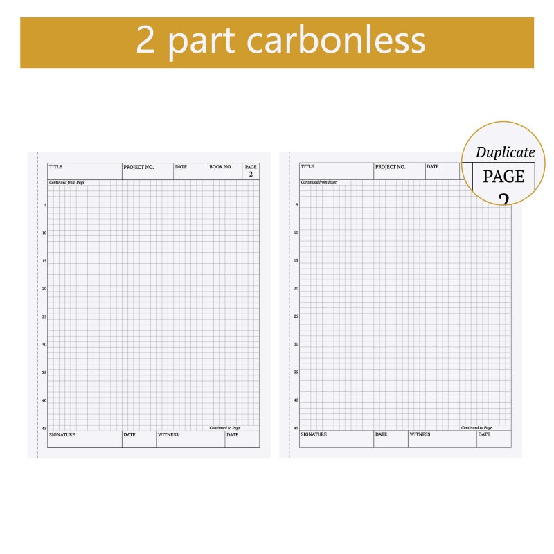 suituts 3 Pack Carbonless Chemistry Lab Notebook, 8.5X11 Inch Student Lab notebook with Duplicate/Numbered/Grid Pages, 25 Sets of Pages, Total 75 Sets (Kraft) - Image 3