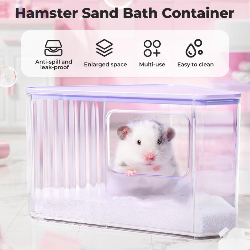 mini&moe Hamster Sand Bath Container - Small Animal Bathroom Shower Room Large Space Corner Digging Box with Cleaning Scoop Rat Dust Bath House for Guinea Pig, Hedgehog, Gerbil - Image 4