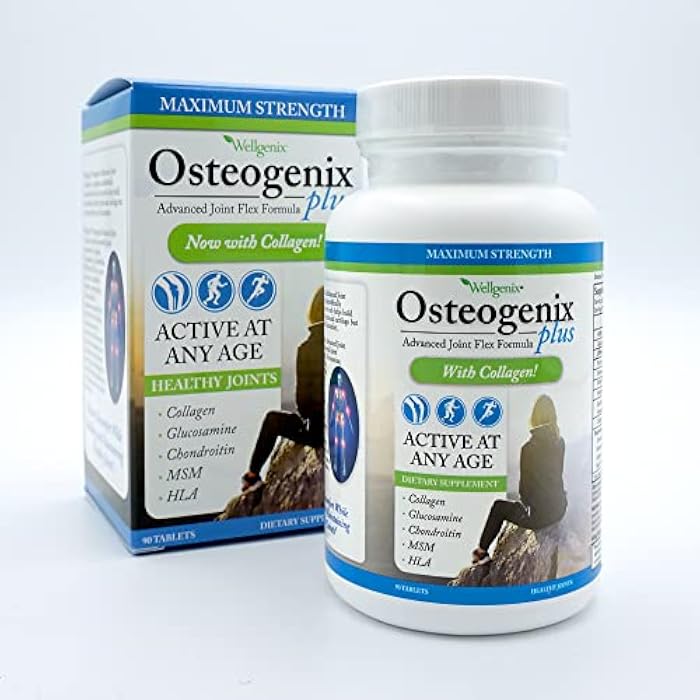 Wellgenix Osteogenix Advanced Joint Flex Formula (90 Ct) - Knee Supplement with Collagen II, Glucosamine, Chondroitin, MSM & HLA - Lubrication & Discomfort Support Tablets for Men & Women - Image 1