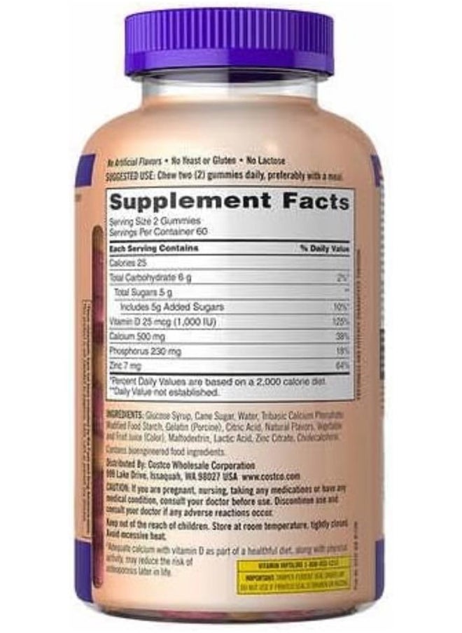 Kirkland Signature Kirkland Signature Chewable Calcium with Vitamin D3 Adult Gummies, 120 ct x 1 Bottle  - Image 4