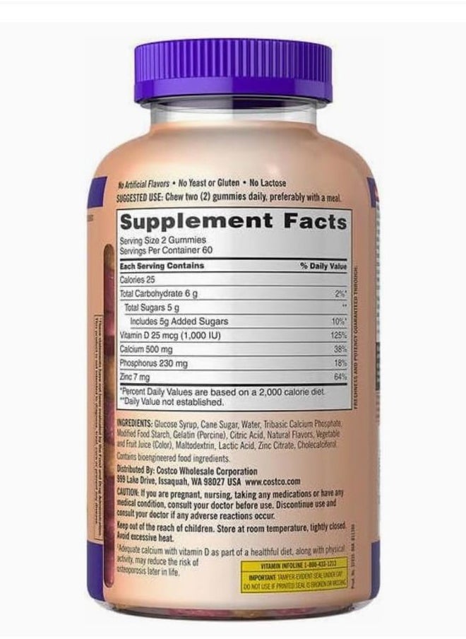 Kirkland Signature Kirkland Signature Chewable Calcium with Vitamin D3 Adult Gummies, 120 ct x 1 Bottle  - Image 3
