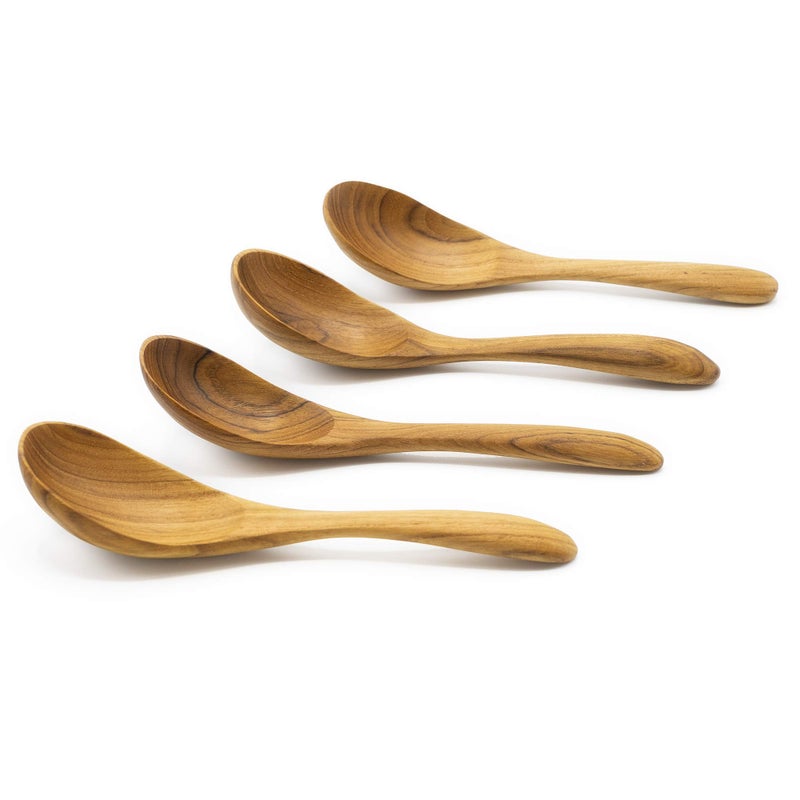 FAAY Teak Soup Spoons Chinese Style Handcraft from High Moistresistance Teakwood Healthy Wooden Spoon Cutlery Flatware