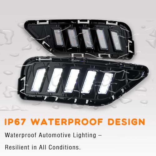 ZDEERAOTO Upgrade LED Front Bumper Fog light DRL Amber Sequential Turn Signal Lamp Feature Kit for Infiniti QX60 2022 2023 2024 2025 Replacement Grille Trim Panel 62257-6SA0B,2pcs - Image 5