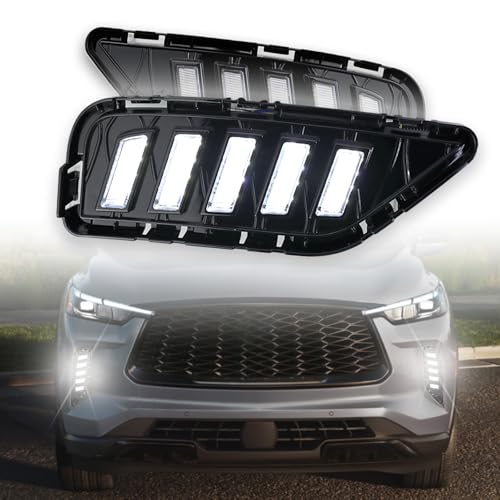 ZDEERAOTO Upgrade LED Front Bumper Fog light DRL Amber Sequential Turn Signal Lamp Feature Kit for Infiniti QX60 2022 2023 2024 2025 Replacement Grille Trim Panel 62257-6SA0B,2pcs - Image 1