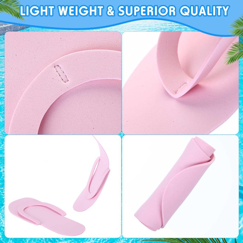 JenPen 60 Pairs Disposable Pedicure Slippers Foam Spa Pedi Flip Flops Bulk Foldable Pedicure Slippers Sandals Shoes for Guest Women Men Salon Spa Hotel Shower Foot Nail Party Supplies(Pink) - Image 4