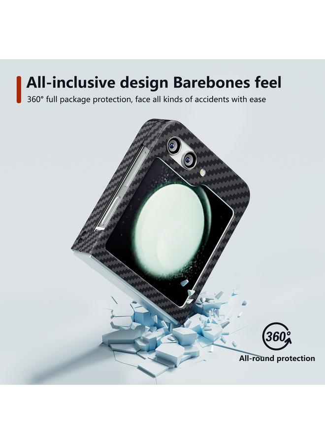 اس-توب جراب هاتف Samsung Galaxy Z Flip5 الشامل المصنوع من ألياف الكربون والواقي - Image 5