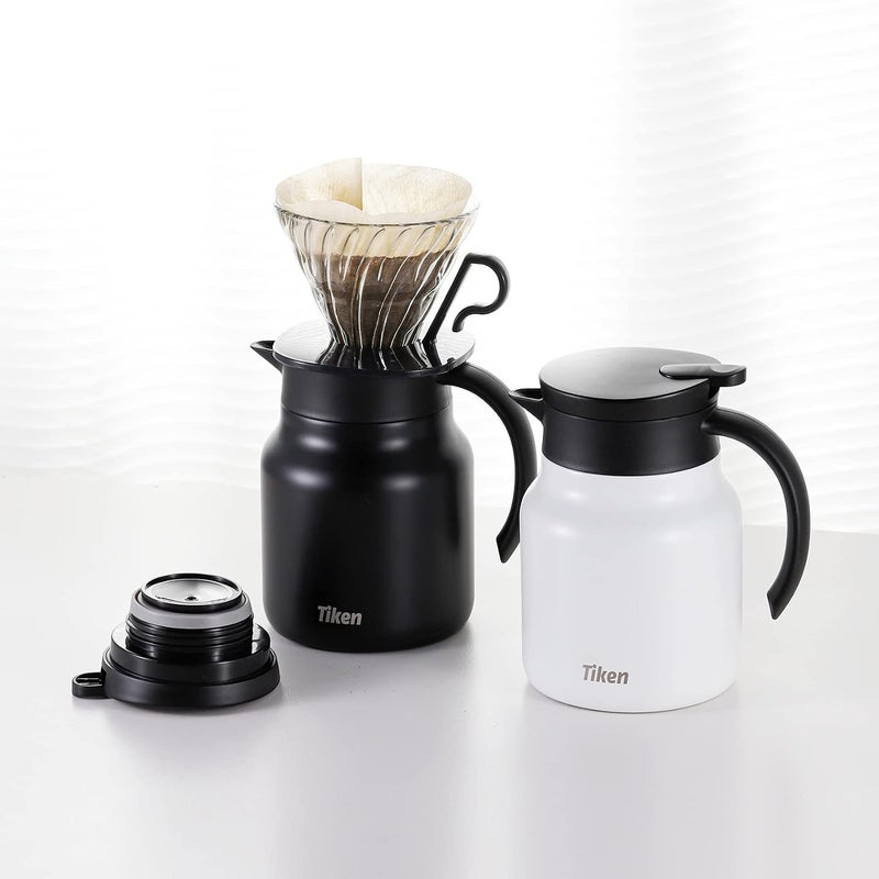 Tiken 34 Oz Thermal Coffee Carafe - Double Wall Stainless Steel Insulated Beverage Pitcher (Matte Black) - Image 5