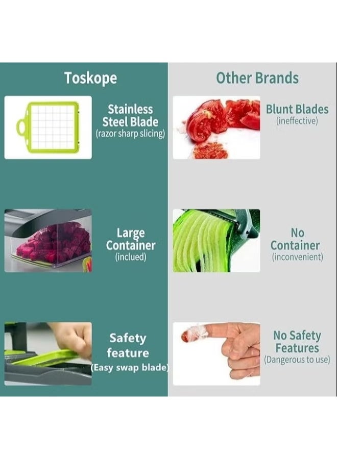 Multifunctional vegetable slicer, food cutter for slicing onions, salad, tomatoes, and vegetables with 16 slicing blades - Image 3