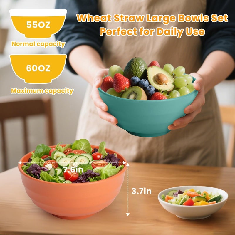 Homienly Cereal Bowl Set, Wheat Straw Fiber Unbreakable Lightweight Bowls Set - Image 2