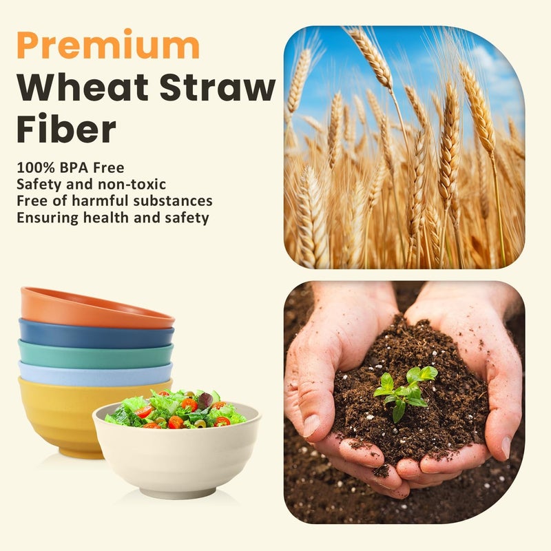 Homienly Cereal Bowl Set, Wheat Straw Fiber Unbreakable Lightweight Bowls Set - Image 3