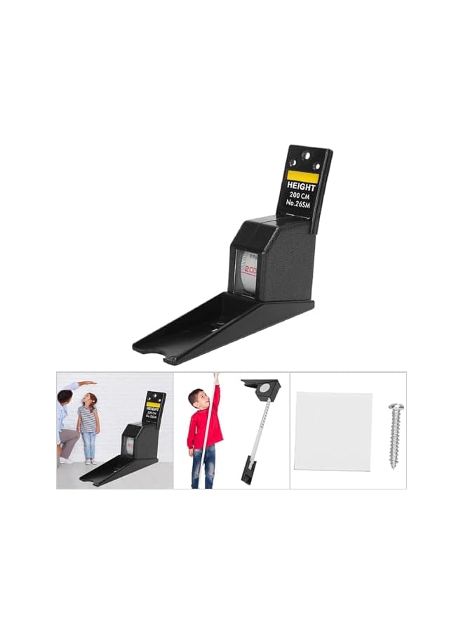 PROMASS promass Metal Stature Meter, Retractable Measuring Tape, Height Stature Meter for Adults and Children, 2 Meters/6.6ft, Accurate Measurement with ABS Material, Manual Measuring Tool (Black)  - Image 2