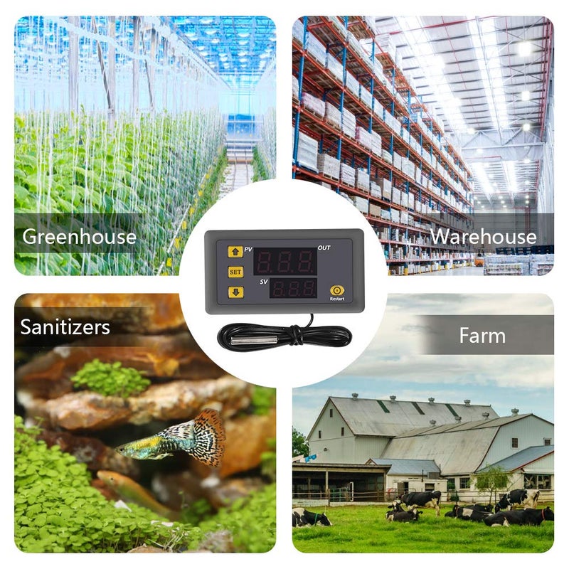 UMLIFE جهاز التحكم في درجة الحرارة الرقمية، W3230 AC110-220V جهاز تحكم درجة الحرارة الرقمي LED مفتاح حساس مقياس (220V) - Image 4