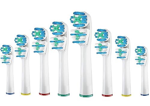 DeBizz DualClean Replacement Brush Heads Compatible with OralB Vitality Series Fits for Pro 1000 Smart 1500 Genius X Double Clean Toothbrush Heads Provide Twice Clean 8 Pcs