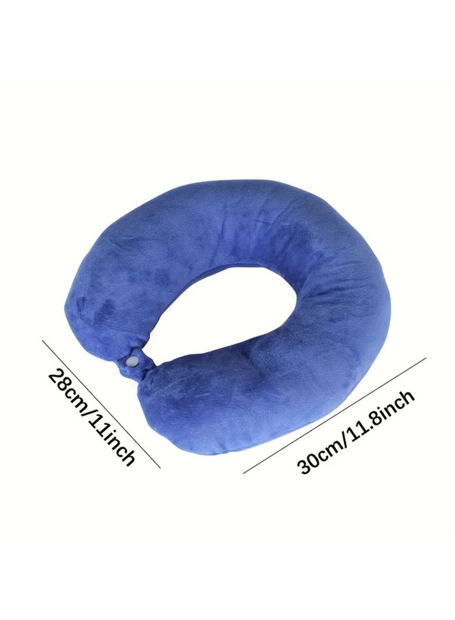 Royal Blue Ergonomic U Shaped Travel Neck Pillow Lightweight Portable For Adults - Image 3