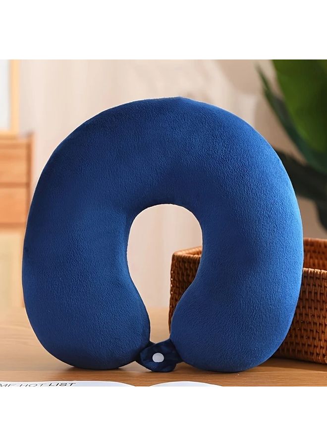 Royal Blue Ergonomic U Shaped Travel Neck Pillow Lightweight Portable For Adults - Image 2