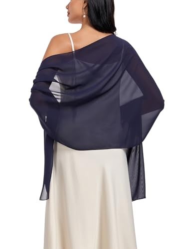 Vickorpen Shawl Wrap Soft Chiffon Scarve Scarf For Evening Party Dresses Wedding Stole(Navy,one size) - Image 2