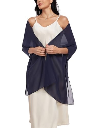 Vickorpen Shawl Wrap Soft Chiffon Scarve Scarf For Evening Party Dresses Wedding Stole(Navy,one size) - Image 5