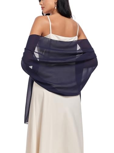 Vickorpen Shawl Wrap Soft Chiffon Scarve Scarf For Evening Party Dresses Wedding Stole(Navy,one size) - Image 1