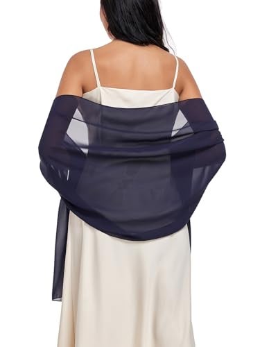 Vickorpen Shawl Wrap Soft Chiffon Scarve Scarf For Evening Party Dresses Wedding Stole(Navy,one size) - Image 3