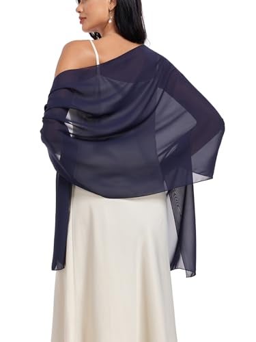 Vickorpen Shawl Wrap Soft Chiffon Scarve Scarf For Evening Party Dresses Wedding Stole(Navy,one size) - Image 4
