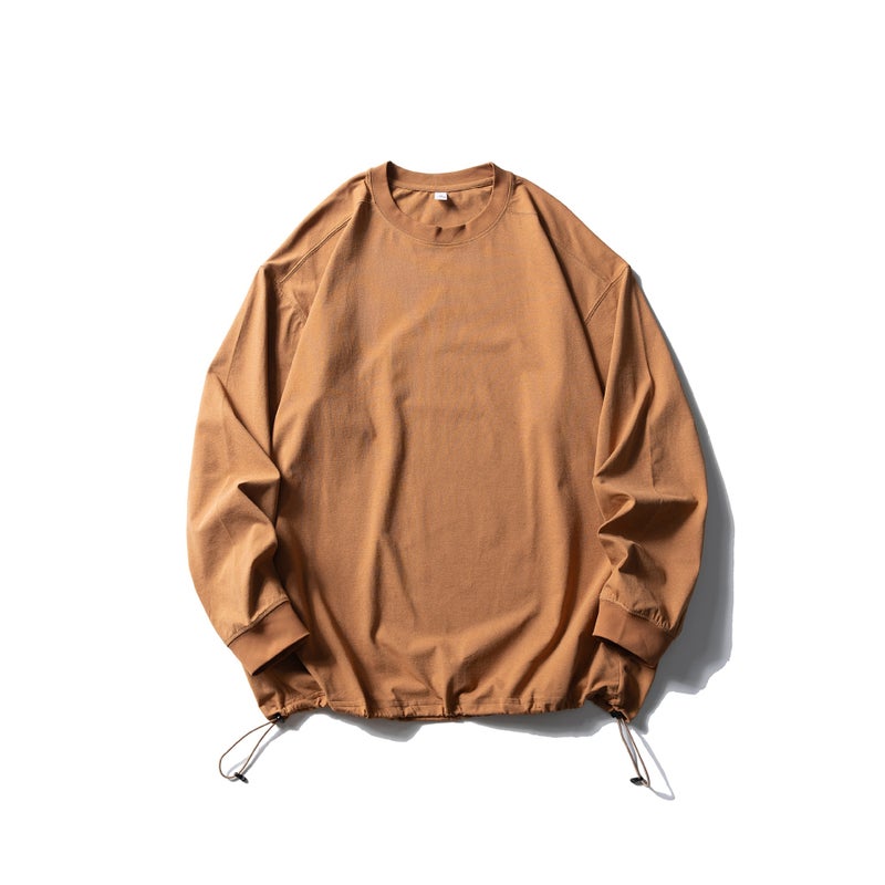 Liyang2025 Spring New Men'S Simple Solid Color Long Sleeve Trendy Brand Loose Casual Sports Long T-Shirt Top - Image 1