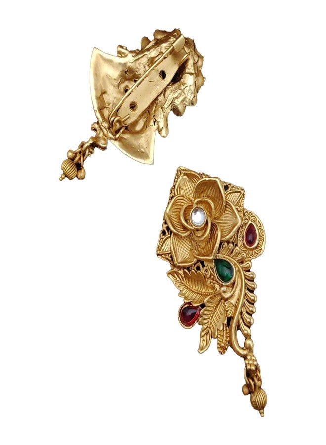 Prayosha دبوس ساري أنيق مطلي بالذهب من برايوشا للنساء (عبوة من قطعة واحدة) - Image 1