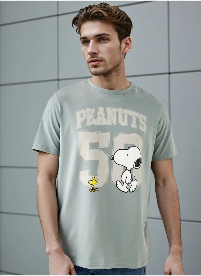 SP Characters Peanuts Print Crew Neck T-shirt