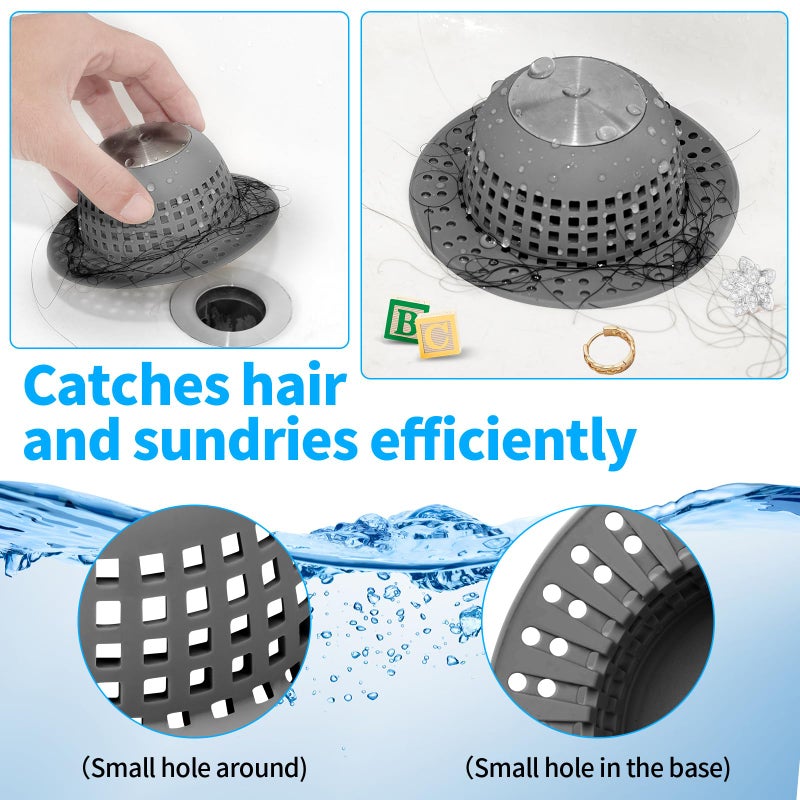 Aluvor Shower Drain Hair Catcher, Bathtub Drain Cover Foldable Silicone Shower & Tub Protector for Pop-Up & Regular Drains - Image 5
