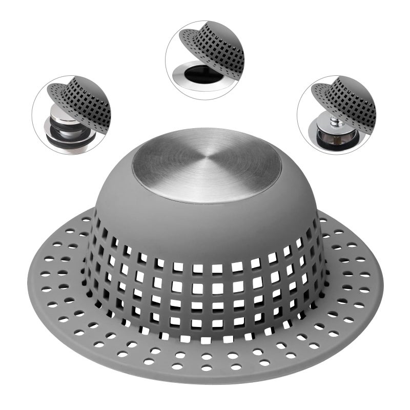 Aluvor Shower Drain Hair Catcher, Bathtub Drain Cover Foldable Silicone Shower & Tub Protector for Pop-Up & Regular Drains - Image 1