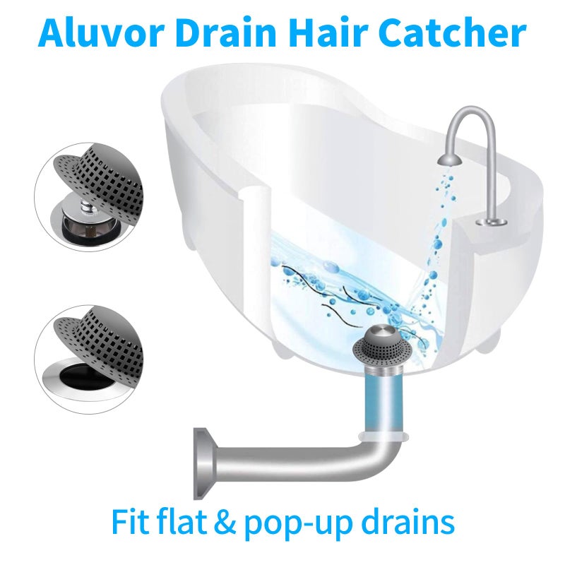 Aluvor Shower Drain Hair Catcher, Bathtub Drain Cover Foldable Silicone Shower & Tub Protector for Pop-Up & Regular Drains - Image 3