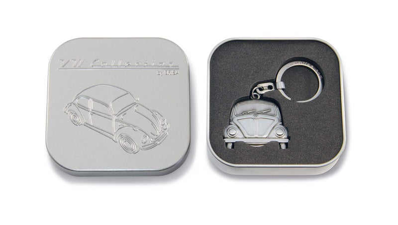 BRISA VW Collection - Volkswagen Metal Keyring with Shopping Cart Chip Keychain Accessory Keyholder in Beetle Bug Design (Silver) - Image 5