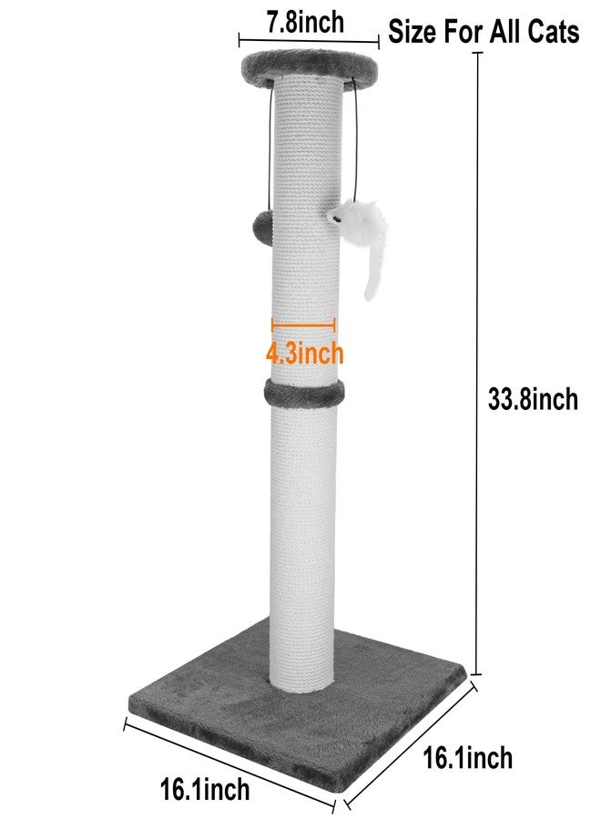 Ahomdoo Cat Scratching Post 34 Inches Heavy Duty and Thicker Cat Scratching Post Cotton Rope with Hanging Ball and Mice Scratching Post for Indoor Cats and Adult(Grey) - Image 2