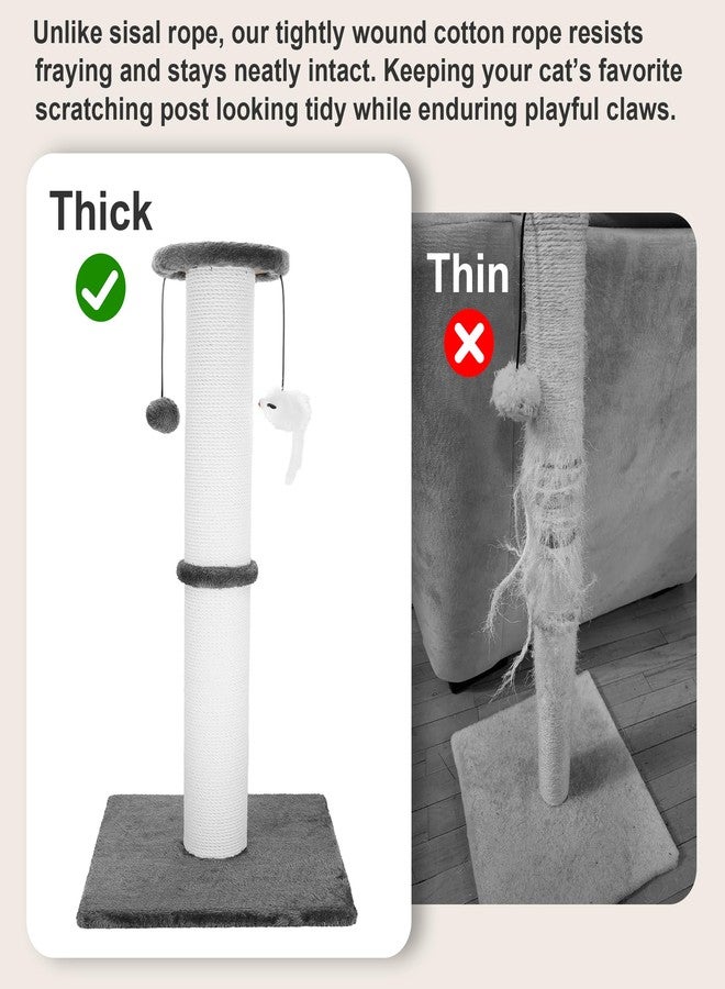 Ahomdoo Cat Scratching Post 34 Inches Heavy Duty and Thicker Cat Scratching Post Cotton Rope with Hanging Ball and Mice Scratching Post for Indoor Cats and Adult(Grey) - Image 3