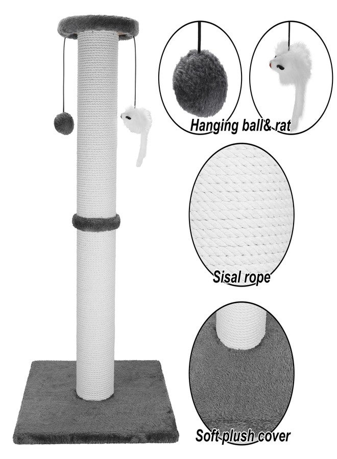 Ahomdoo Cat Scratching Post 34 Inches Heavy Duty and Thicker Cat Scratching Post Cotton Rope with Hanging Ball and Mice Scratching Post for Indoor Cats and Adult(Grey) - Image 5