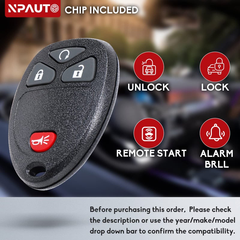 NPAUTO بديل مفتاح فوب لشيvrolet سيلفرادو إكوينوكس ترافيرس تاهو أفالانش GMC سييرا 1500 2500 3500 HD يوكون ساتورن بونتياك 2007 2008 2009 2010 2011 2012 2013 جهاز تحكم عن بعد للدخول بدون مفتاح، عبوة 2 - Image 5