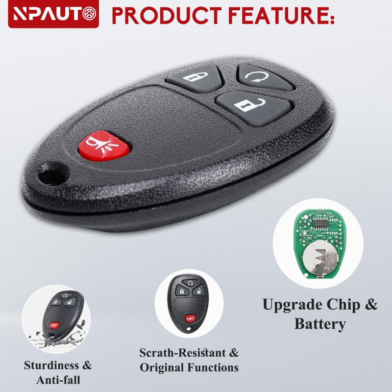 NPAUTO بديل مفتاح فوب لشيvrolet سيلفرادو إكوينوكس ترافيرس تاهو أفالانش GMC سييرا 1500 2500 3500 HD يوكون ساتورن بونتياك 2007 2008 2009 2010 2011 2012 2013 جهاز تحكم عن بعد للدخول بدون مفتاح، عبوة 2 - Image 3