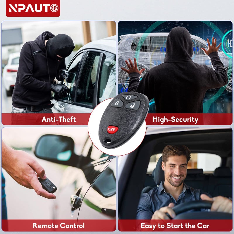 NPAUTO بديل مفتاح فوب لشيvrolet سيلفرادو إكوينوكس ترافيرس تاهو أفالانش GMC سييرا 1500 2500 3500 HD يوكون ساتورن بونتياك 2007 2008 2009 2010 2011 2012 2013 جهاز تحكم عن بعد للدخول بدون مفتاح، عبوة 2 - Image 4