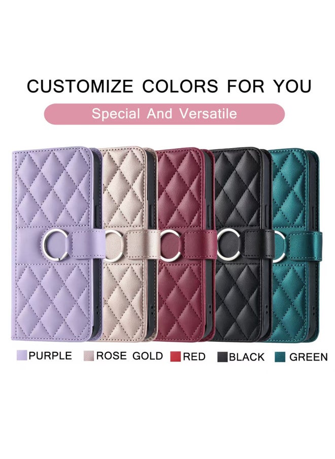 Generic - For Google Pixel 7 Leather Case For SonyXperia 5 VI Diamond Houndstooth Card Wallet Crossbody Case-Color:Leather Case + Short Rope-Applicable Models:Google Pixel 7 - Image 1