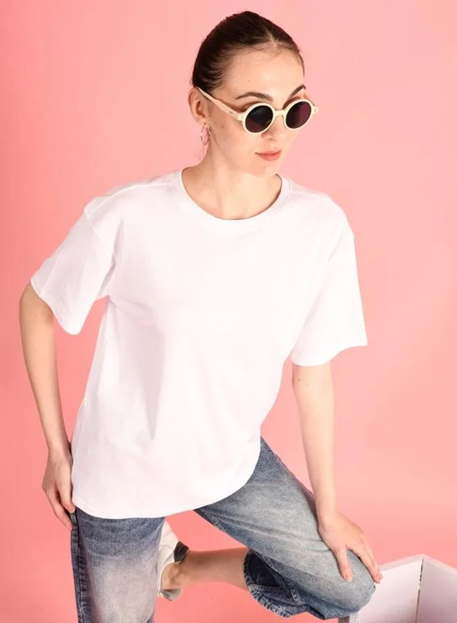 ستايلي Women Solid Oversized Cotton T-Shirt By Bene Kleed